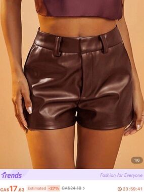 Chocolate Faux Leather High-Waist Shorts